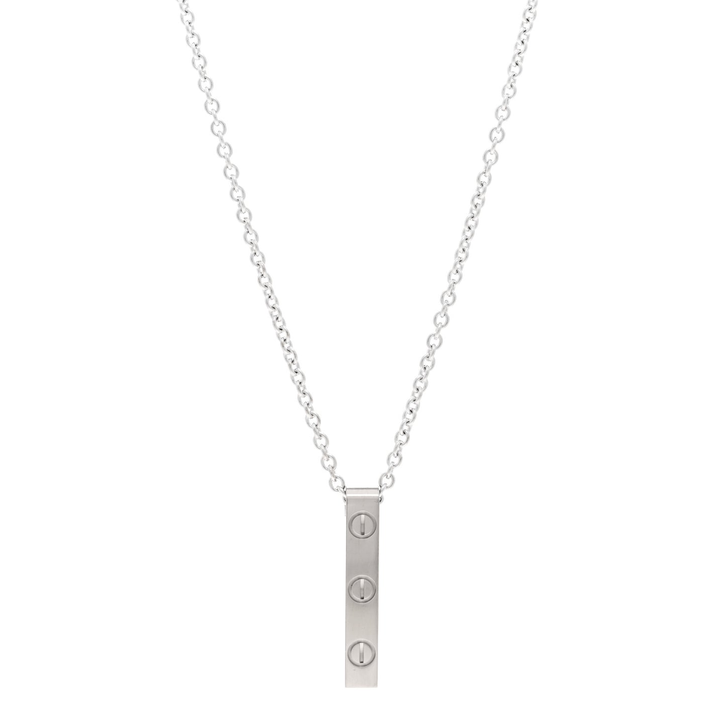 18K White Gold LOVE Bar Pendant Necklace