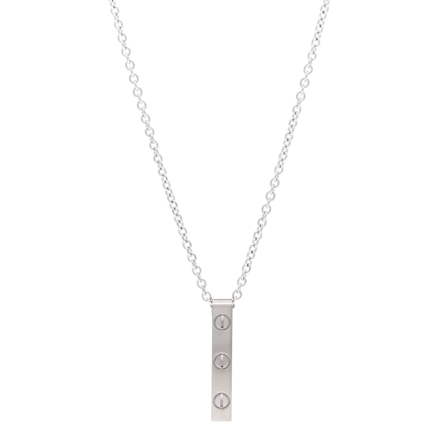 Cartier 18K White Gold LOVE Bar Pendant Necklace 1 of 4