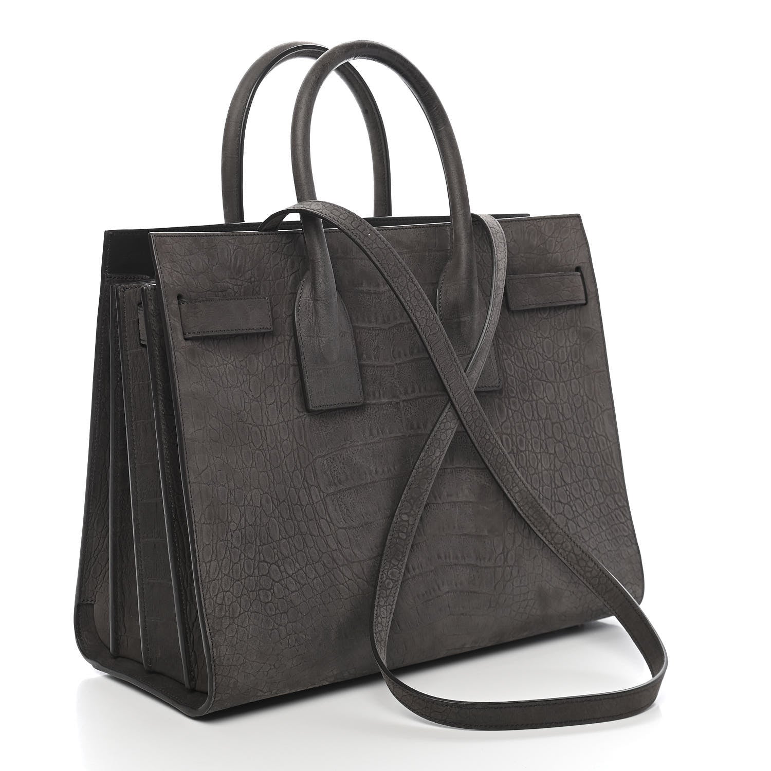 Saint Laurent Crocodile Embossed Nubuck Small Sac De Jour Dark Anthracite 2 of 9