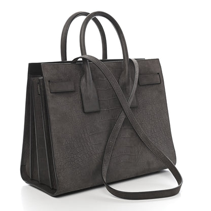 Saint Laurent Crocodile Embossed Nubuck Small Sac De Jour Dark Anthracite 2 of 9