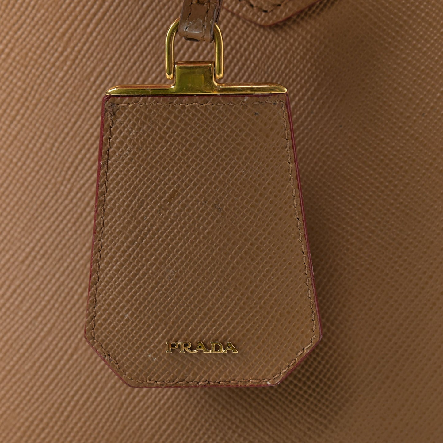 Saffiano Cuir Small Double Bag Caramel Fuoco
