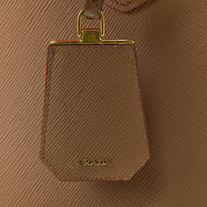 Prada Saffiano Cuir Small Double Bag Caramel Fuoco 13 of 16
