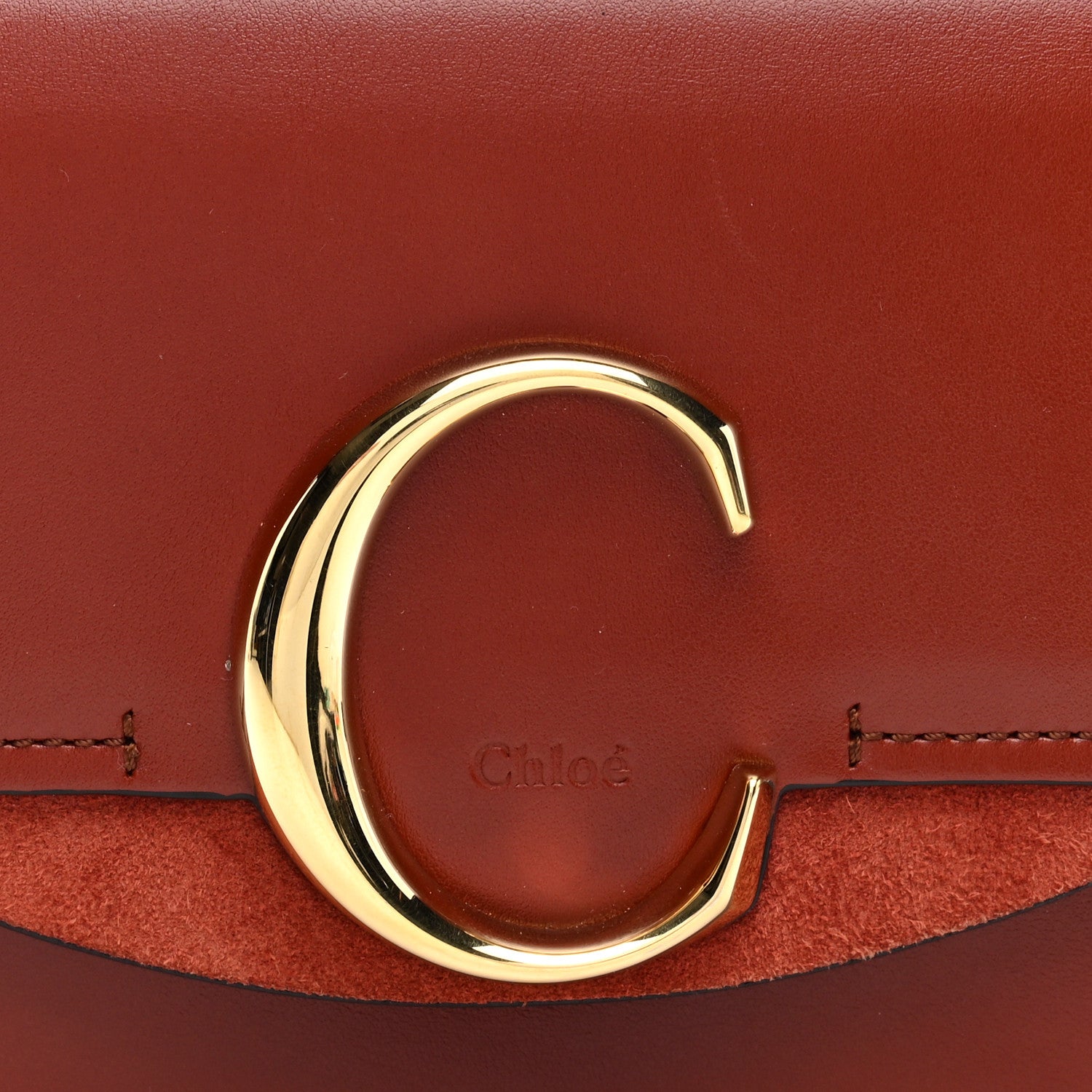 Chloe Shiny Calfskin Suede Mini C Double Carry Sepia Brown 7 of 9