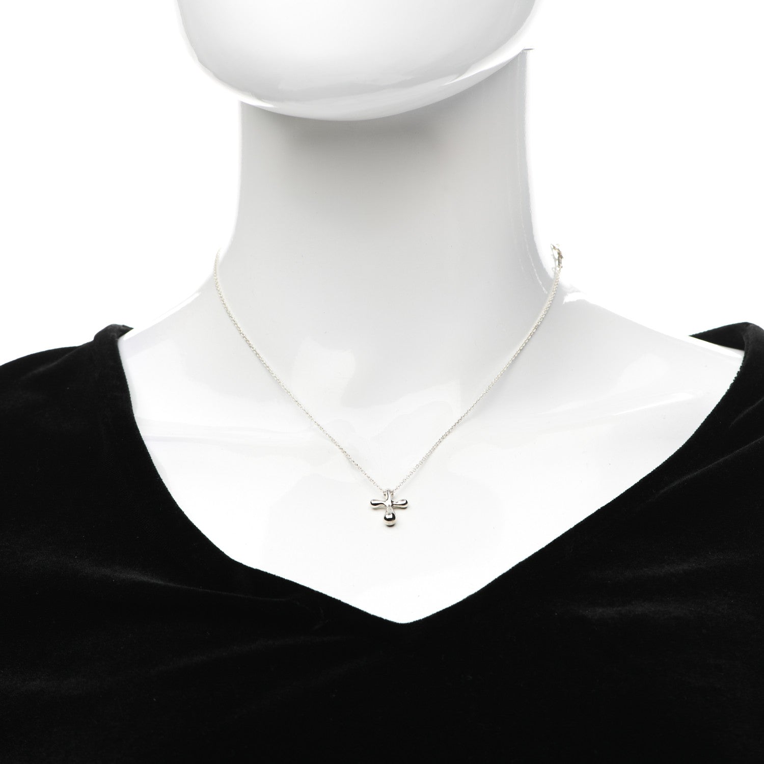Tiffany Sterling Silver 12mm Elsa Peretti Cross Pendant Necklace 2 of 6