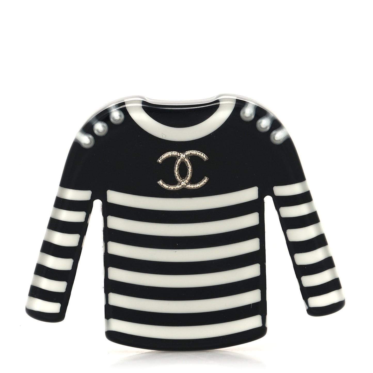 Resin Sweater CC Brooch Black White