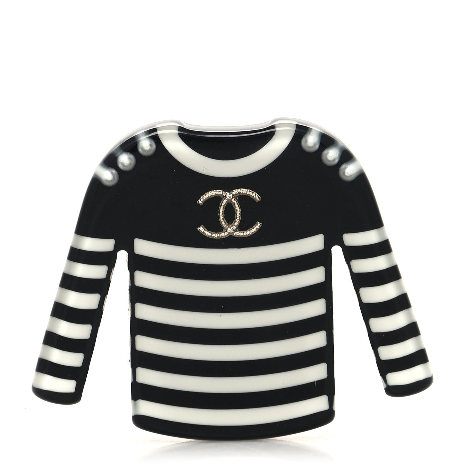 Chanel Resin Sweater CC Brooch Black White 2 of 4