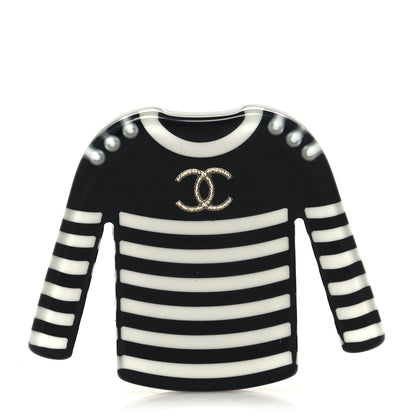 Chanel Resin Sweater CC Brooch Black White 2 of 4