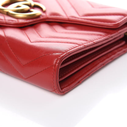 Gucci Calfskin Matelasse GG Marmont Chain Wallet Hibiscus Red 10 of 17
