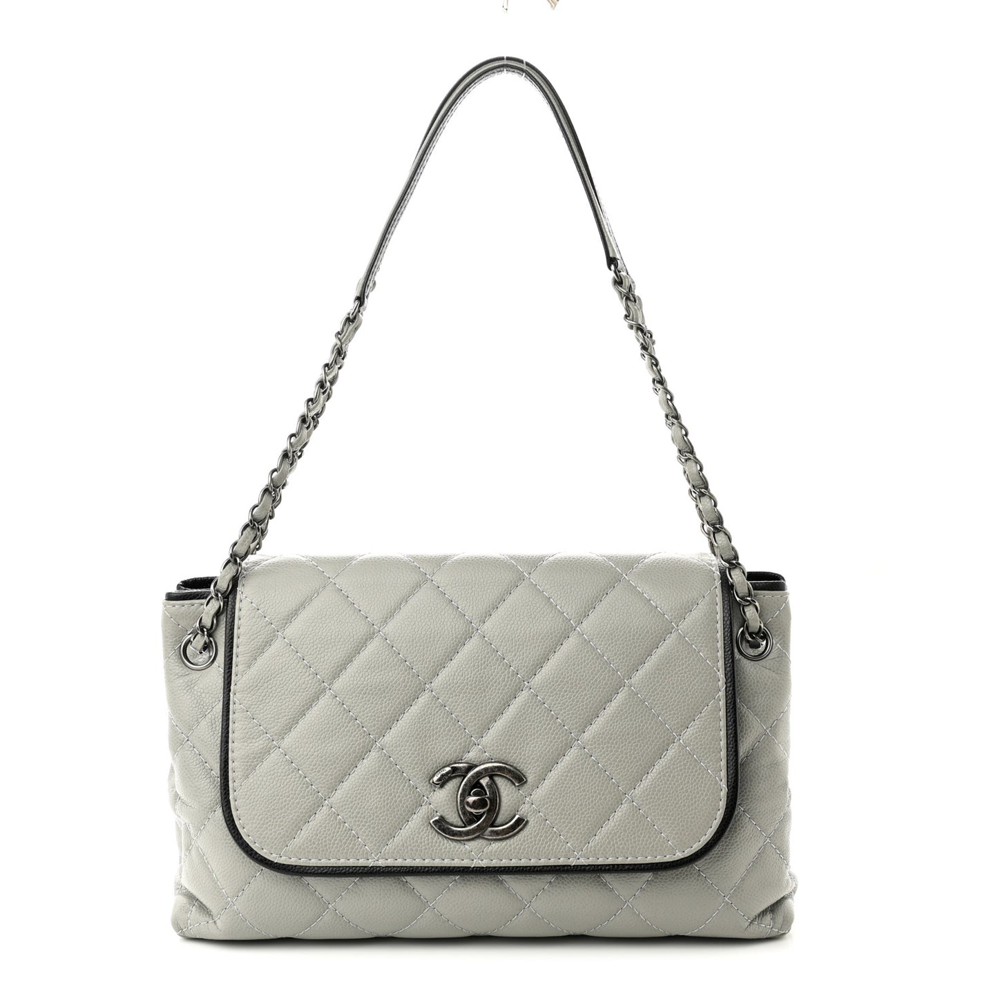 Caviar Quilted Chanel 3 Accordion Flap Bag Light Grey