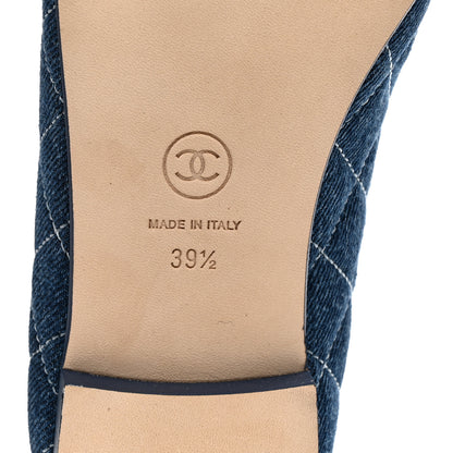 Chanel Washed Denim Quilted Cap Toe CC Ballerina Flats 39.5 Blue 7 of 10