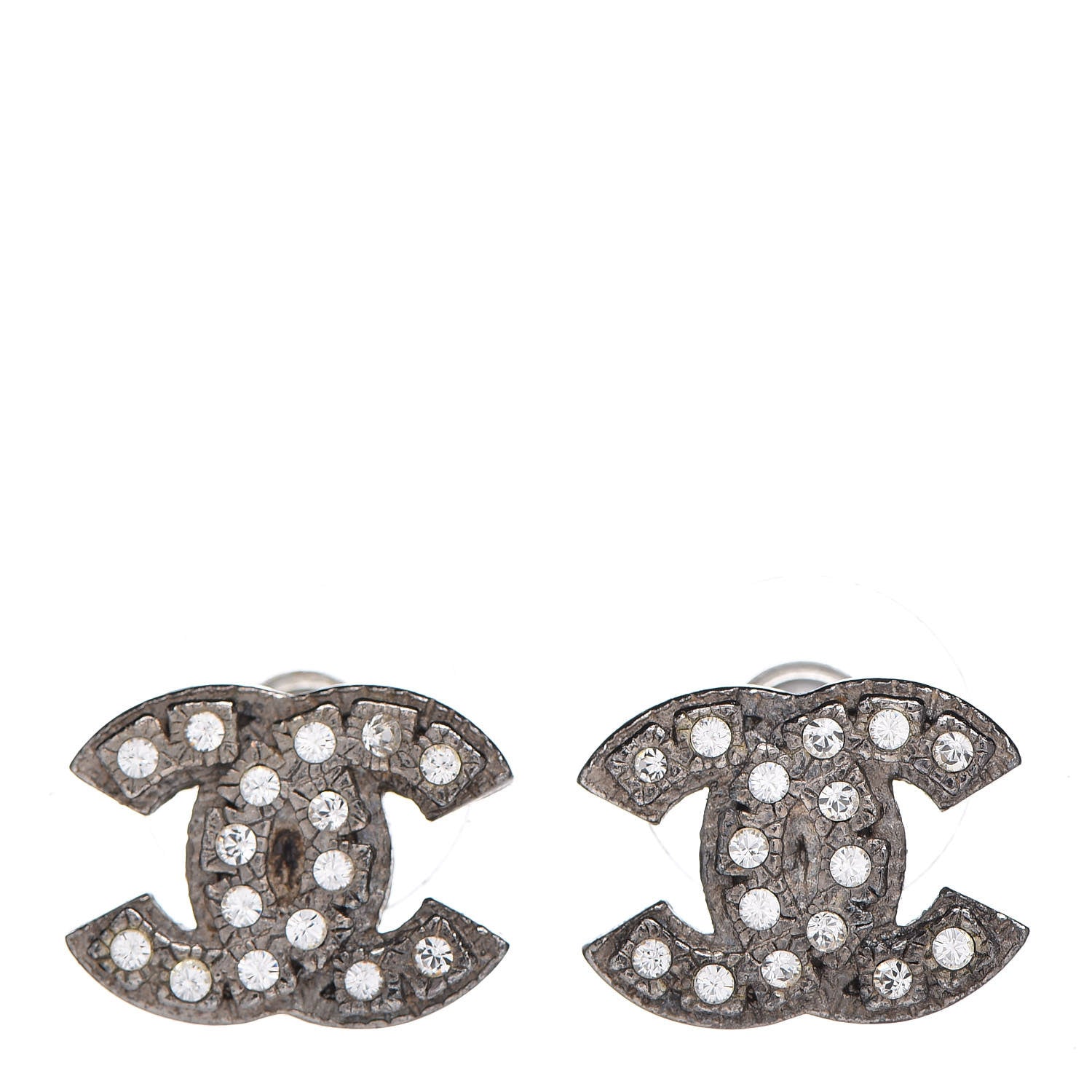 Chanel Crystal CC Earrings Silver 1 of 4