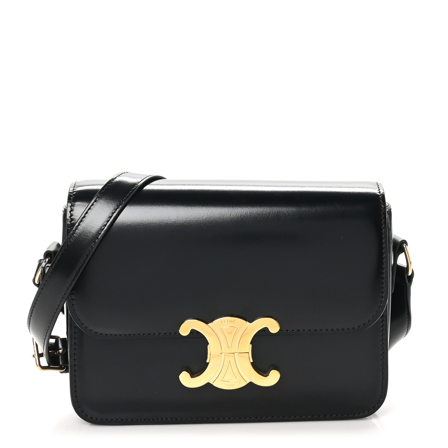 Celine Shiny Calfskin Teen Triomphe Black 1 of 10
