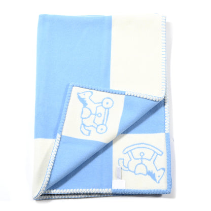 Hermes Wool Cashmere Adada Avalon Baby Blanket Blue Glacier 2 of 3
