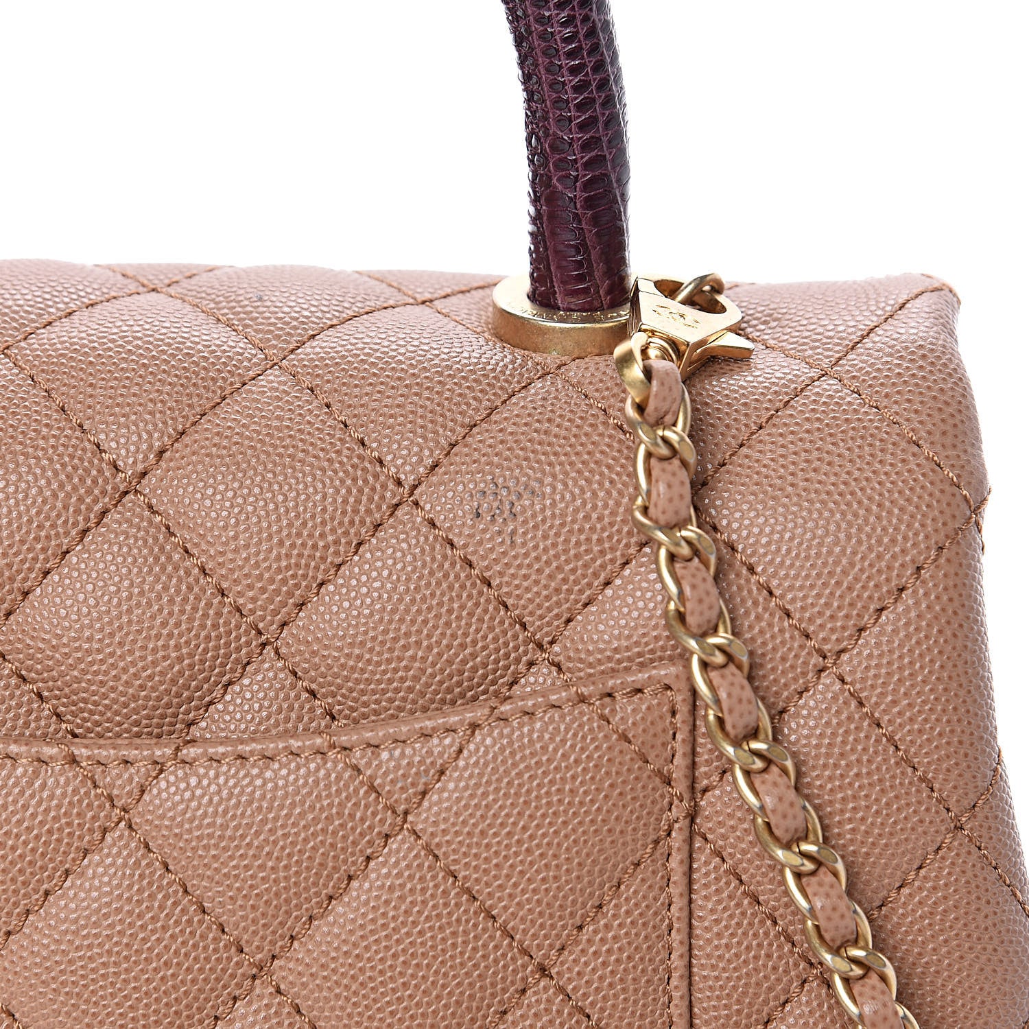 Chanel Caviar Lizard Quilted Mini Coco Handle Flap Beige 12 of 14