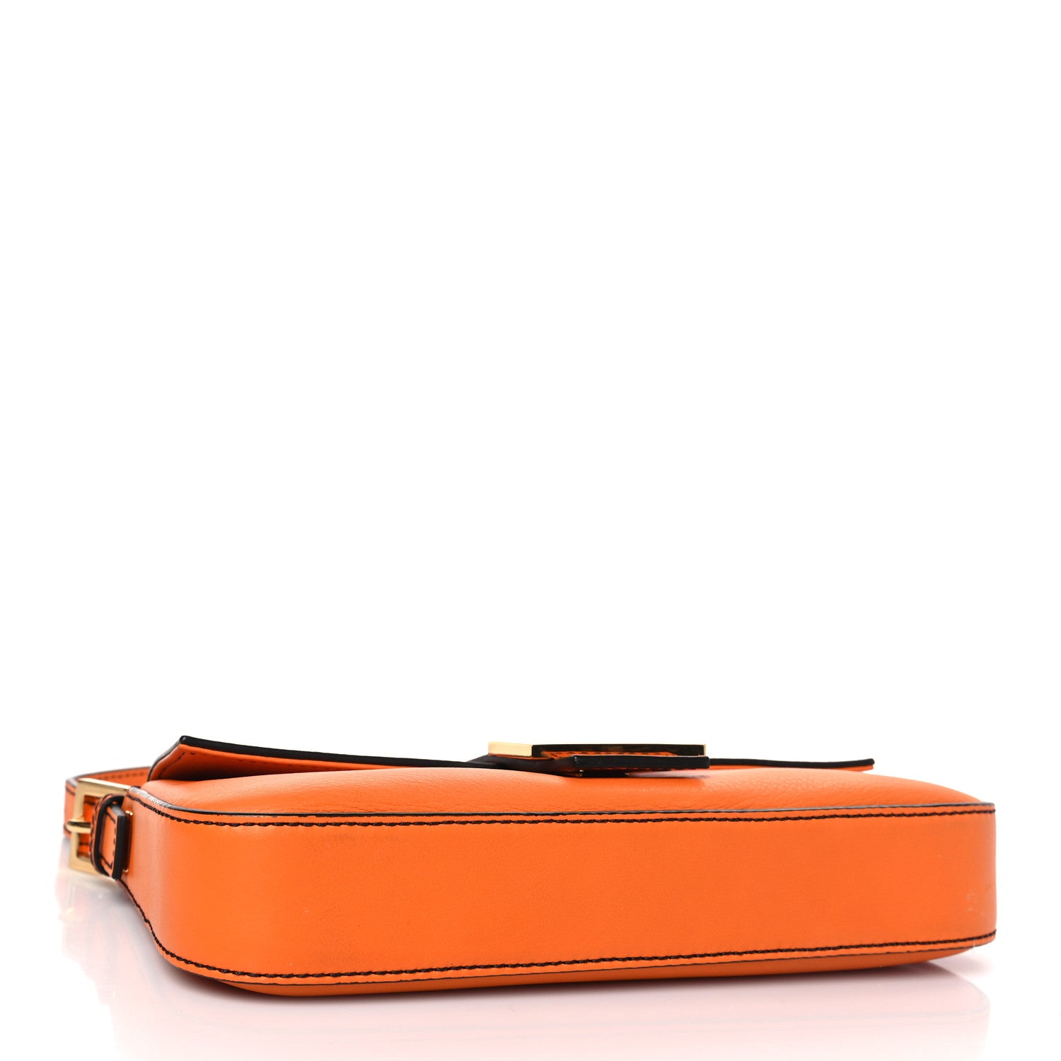 Fendi Vitello Flamingo Enamel Interchangeable Strap Baguette Orange Black Tobacco 5 of 9