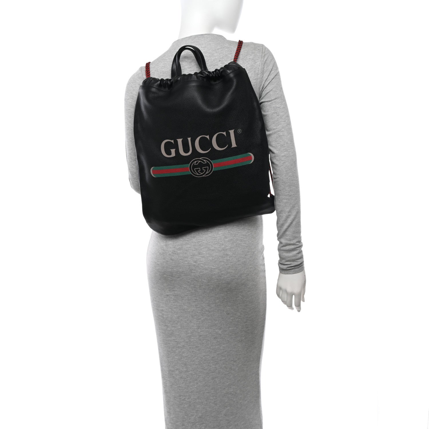 Gucci Calfskin Logo Drawstring Backpack Black 2 of 10