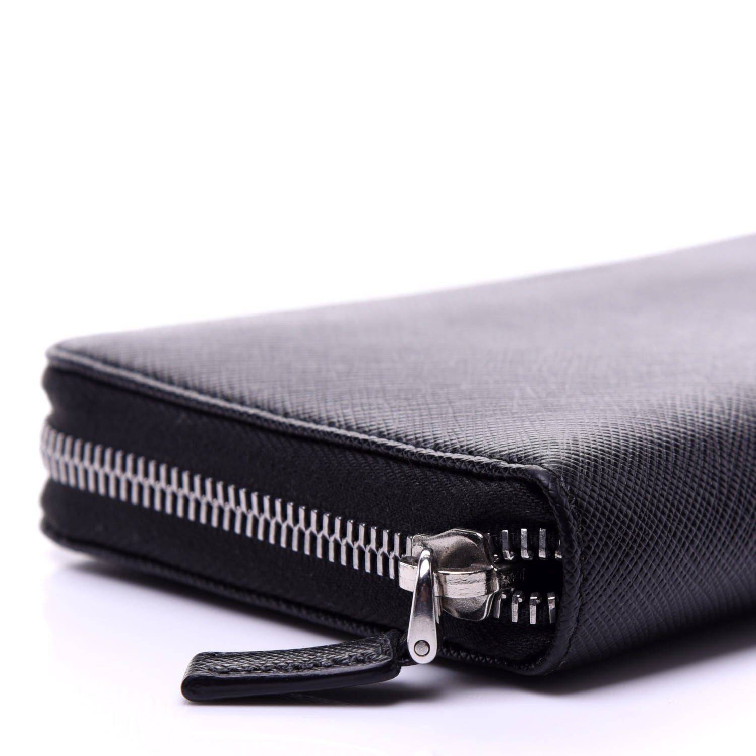 Prada Saffiano Zip Around Wallet Black 6 of 9