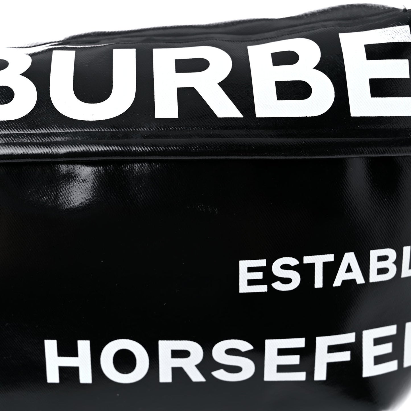 Coated Canvas Horseferry Print Extra Large Bum Bag Black