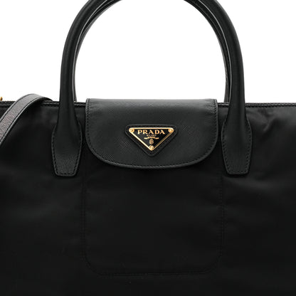 Prada Tessuto Nylon Saffiano Tote Black 14 of 21
