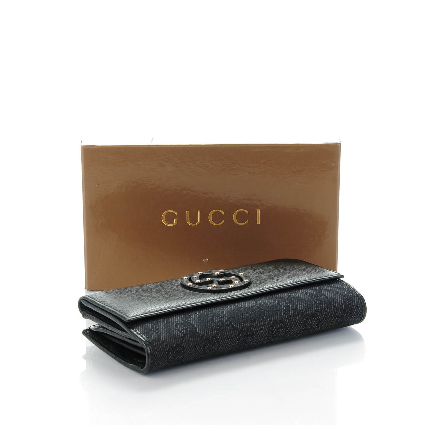 Calfskin Studded Soho Continental Wallet Black