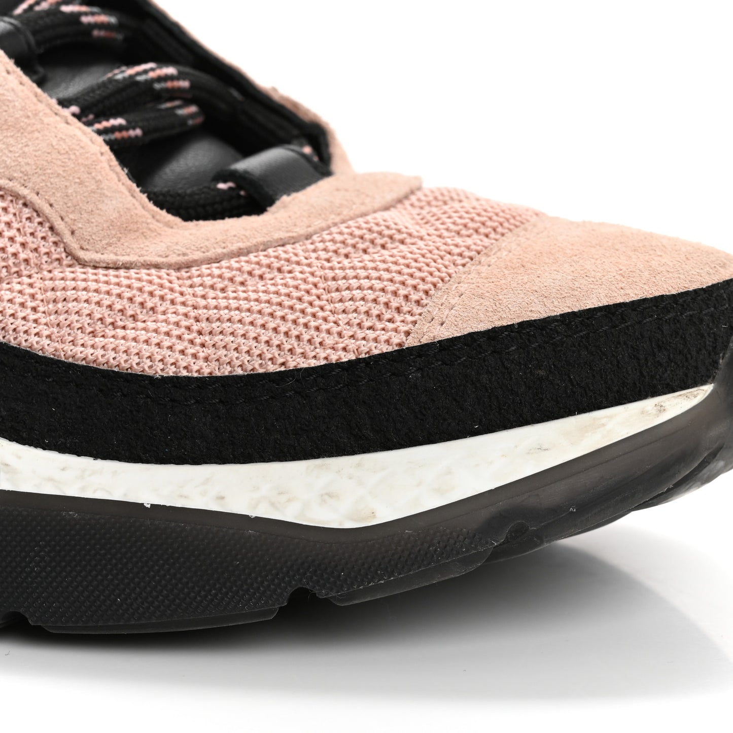 Mesh Suede Calfskin Quilted Sneakers 40 Pink Beige