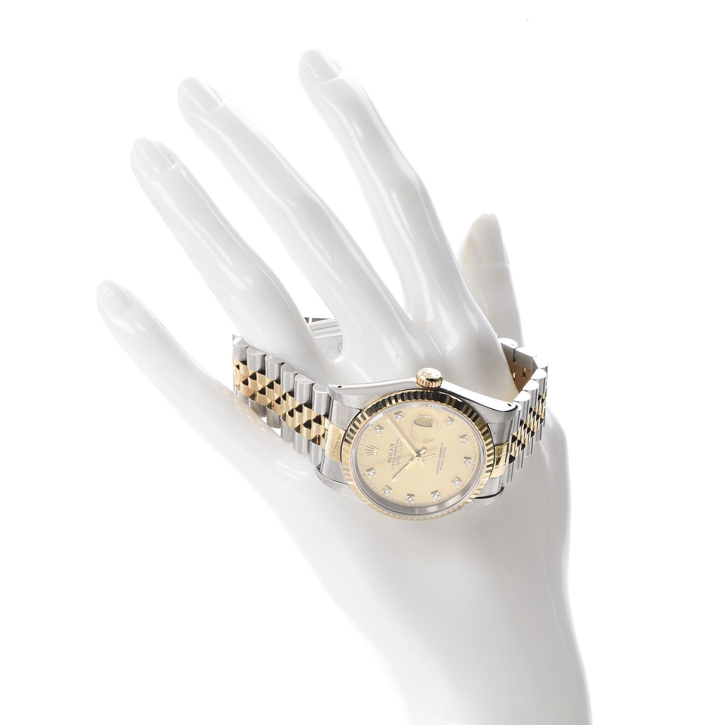 Stainless Steel 18K Yellow Gold Diamond 36mm Oyster Perpetual Datejust Watch Champagne 16233