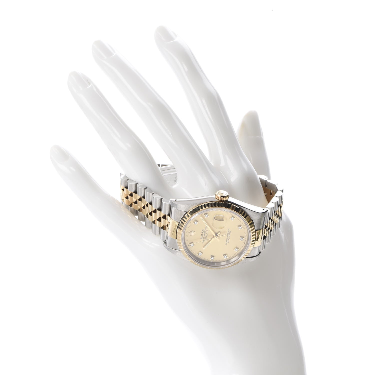 Rolex Stainless Steel 18K Yellow Gold Diamond 36mm Oyster Perpetual Datejust Watch Champagne 16233 2 of 8