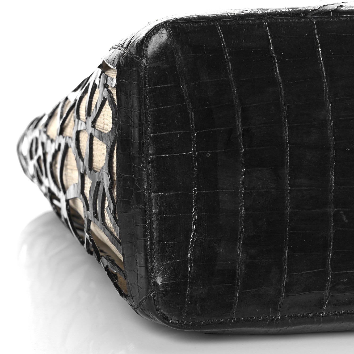 Nancy Gonzalez Canvas Crocodile Floral Laser Cut Tote Black 7 of 12