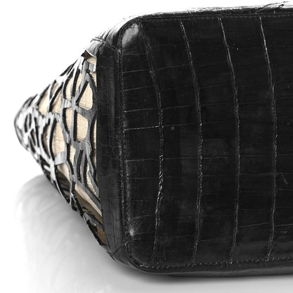 Nancy Gonzalez Canvas Crocodile Floral Laser Cut Tote Black 7 of 12