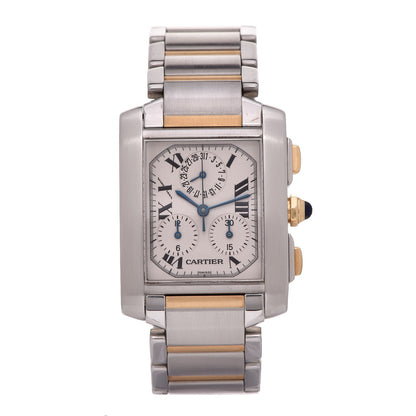 Cartier Stainless Steel 18K Yellow Gold 28mm Tank Francaise Chrono Reflex Quartz Watch 1 of 12