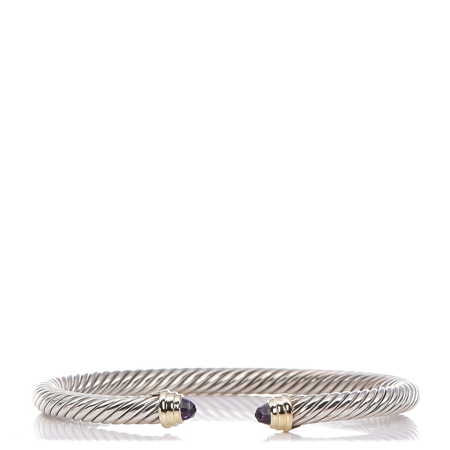 Sterling Silver 14K Yellow Gold Amethyst 5mm Cable Classics Petite Color Bracelet
