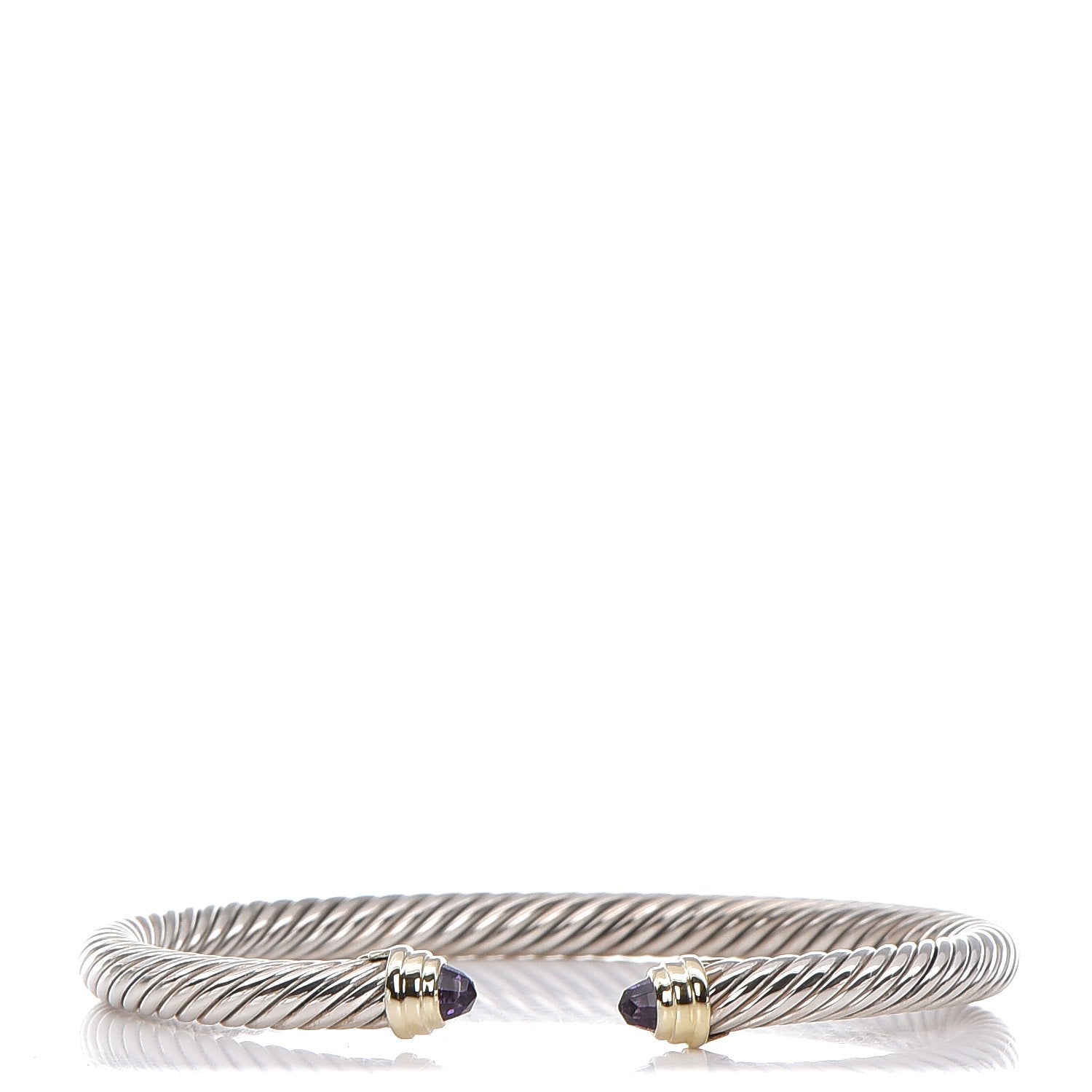 David Yurman Sterling Silver 14K Yellow Gold Amethyst 5mm Cable Classics Petite Color Bracelet 1 of 4