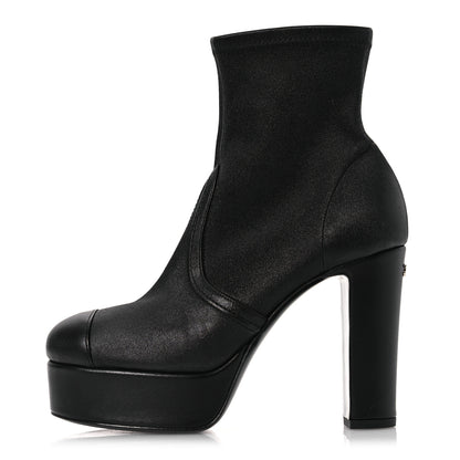 Chanel Lambskin Platform Short Boots 38 Black 1 of 14