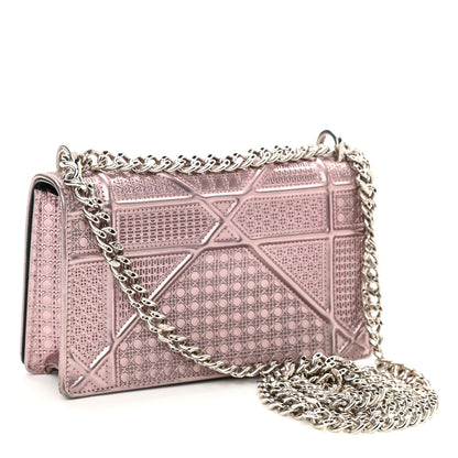 Christian Dior Metallic Patent Micro-Cannage Mini Diorama Flap Bag Pink 3 of 8
