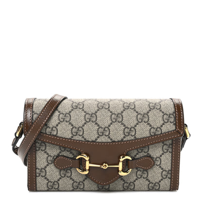 Gucci GG Supreme Monogram Mini Horsebit 1955 Shoulder Bag Beige Brown Sugar 1 of 10