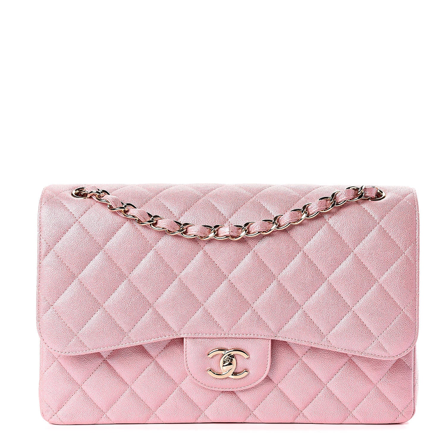 Chanel Iridescent Caviar Quilted Jumbo Double Flap Rose Pink 1 of 11