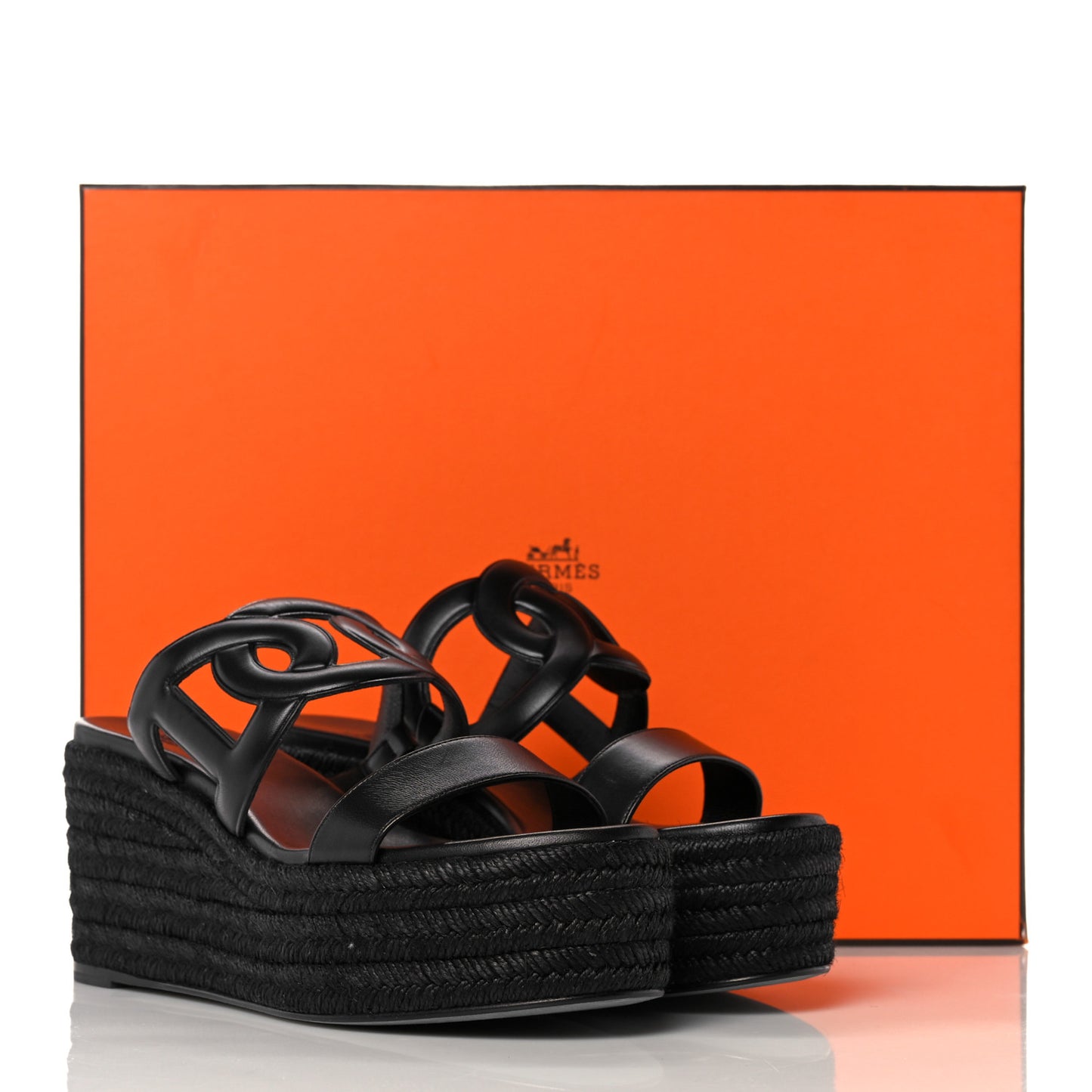 Nappa Ithea Espadrille Wedge Sandals 39 Black