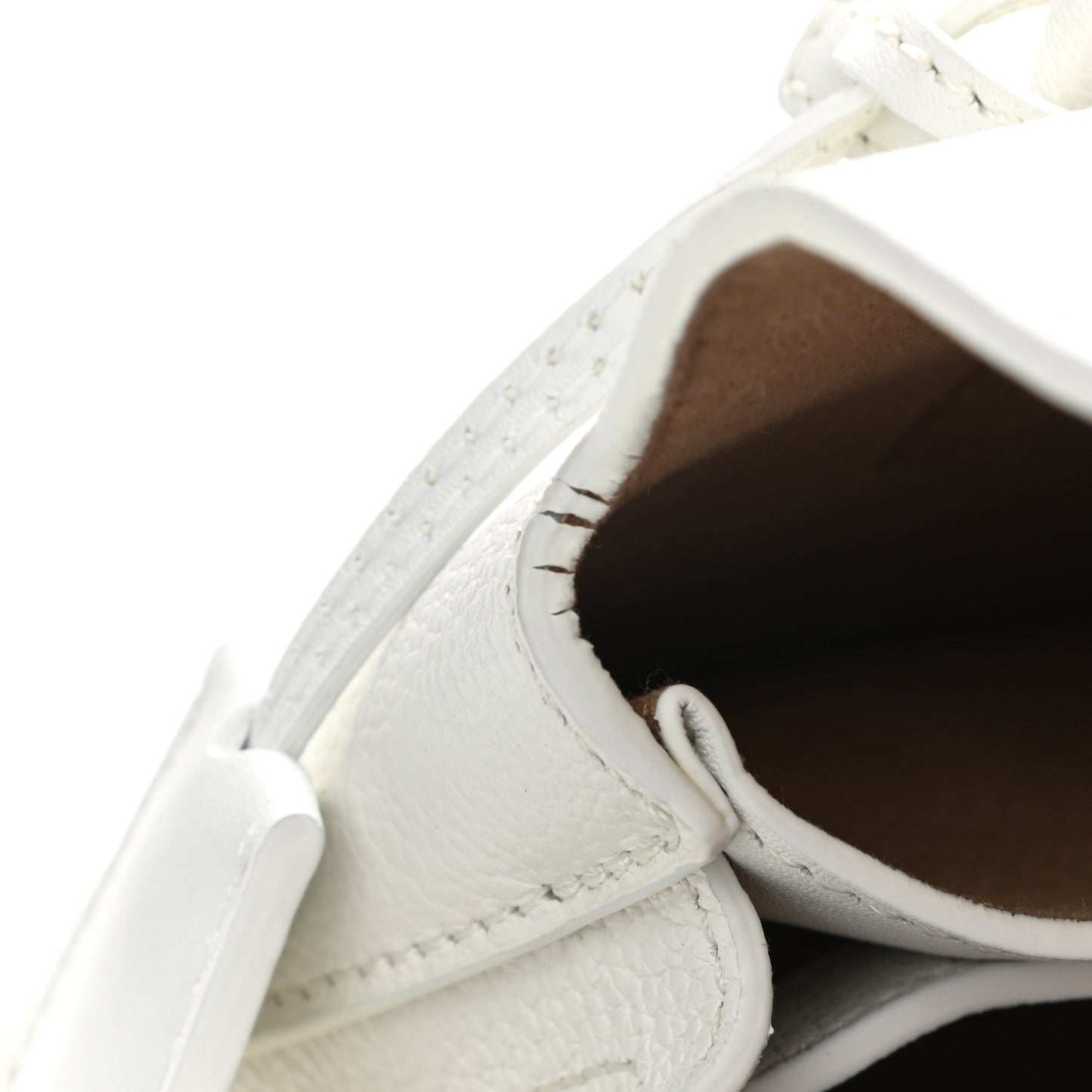 Grained Calfskin Studded Mini Milla Tote White