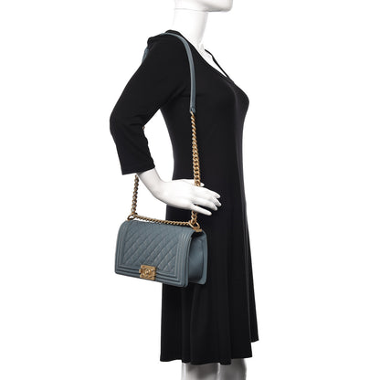 Chanel Caviar Quilted Medium Boy Flap Blue 2 of 10