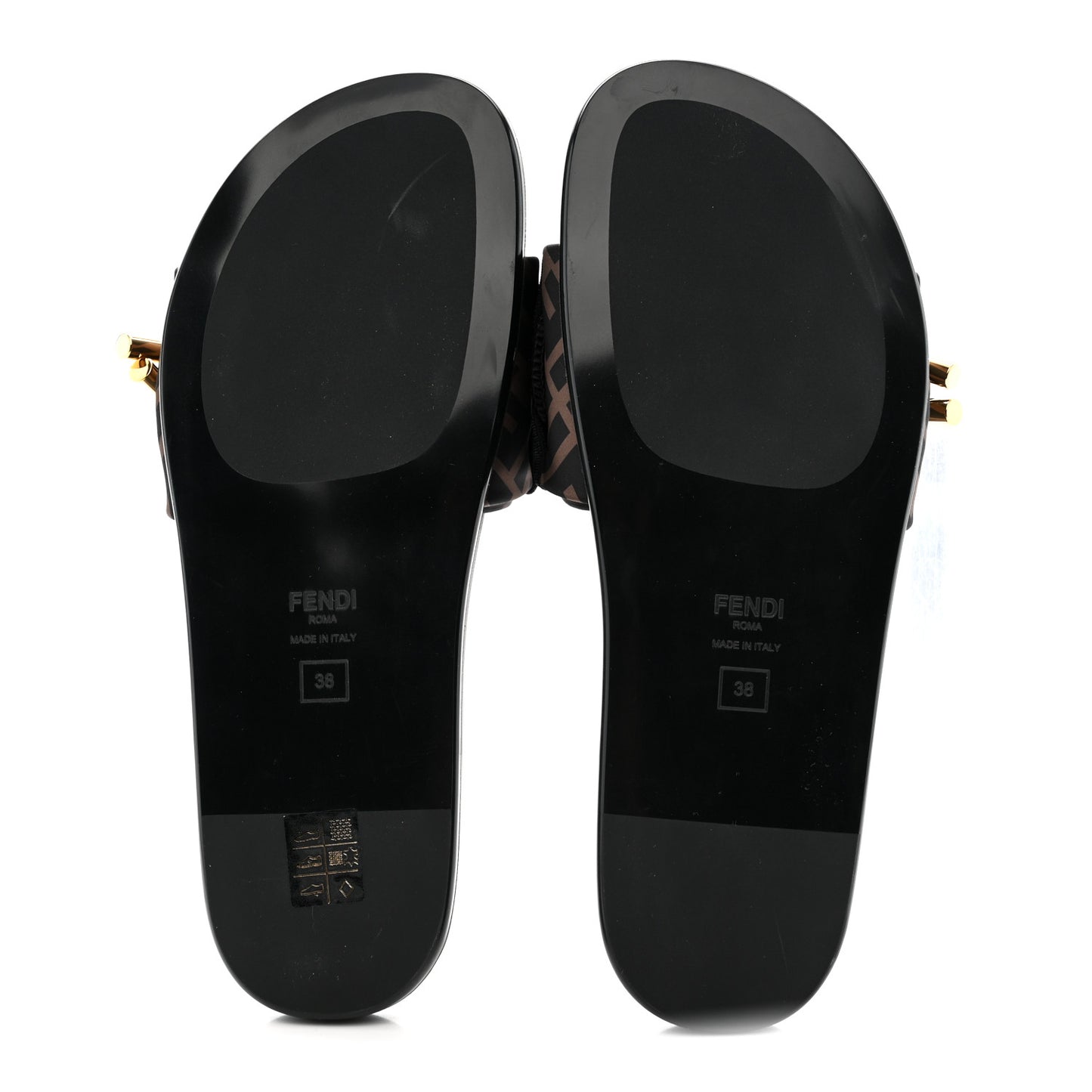 Satin FF Fendi Feel Slide Sandals 38 Tobacco Black