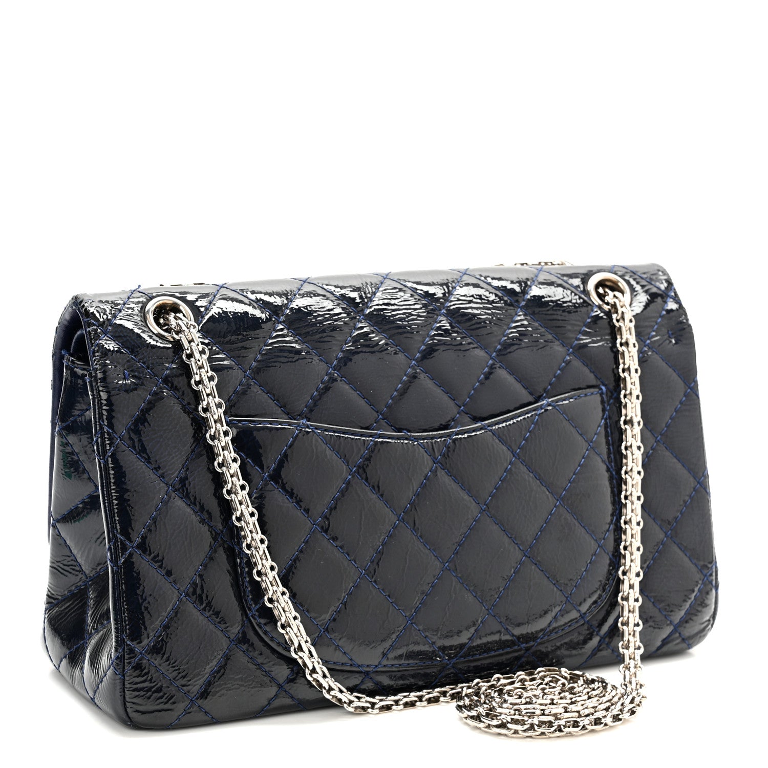 Chanel Distressed Patent Quilted 2.55 Reissue 226 Flap Navy 3 of 15