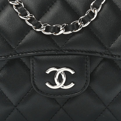 Chanel Lambskin Quilted Top Handle Flap Clutch With Chain Black 8 of 13
