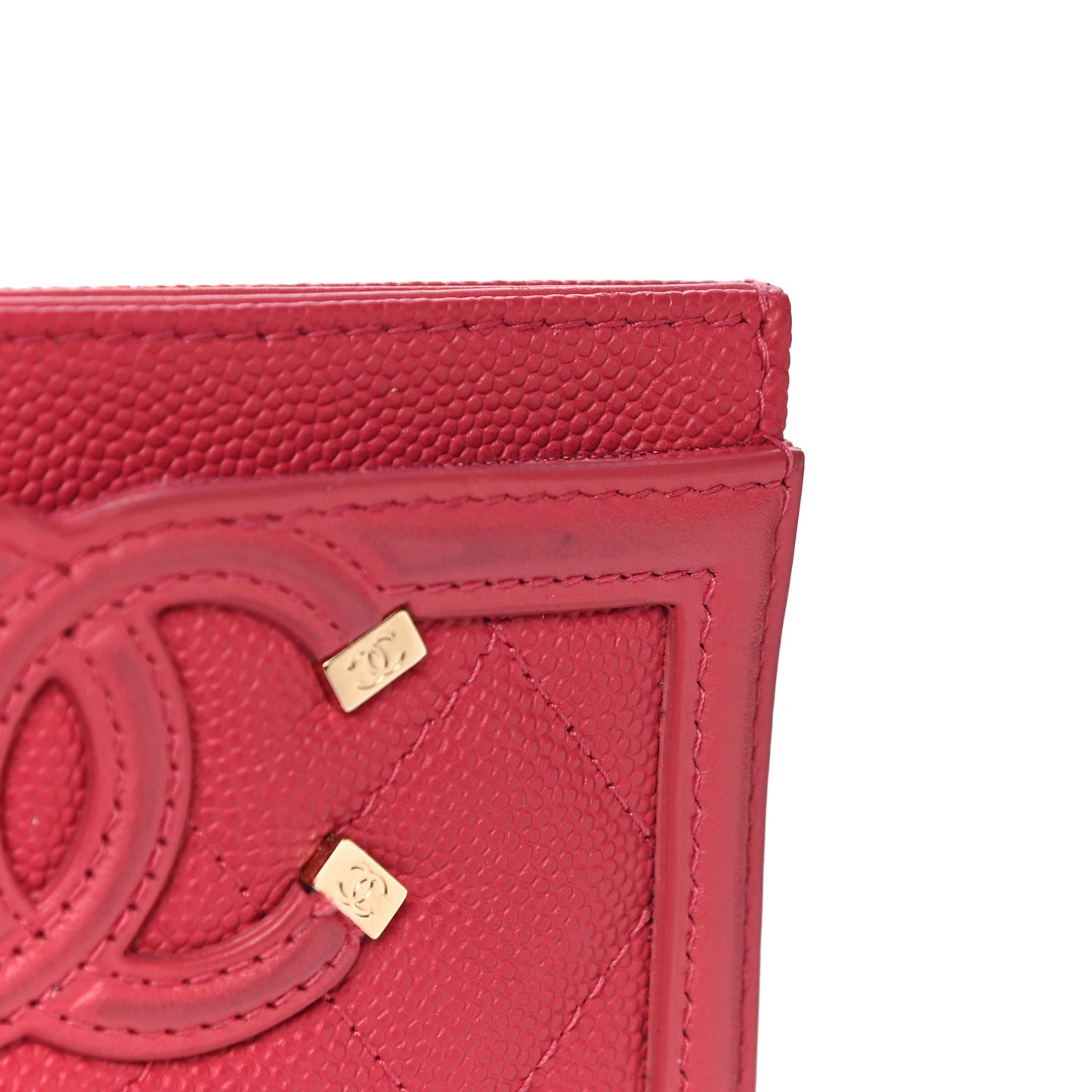 Caviar Quilted Filigree Card Holder Pink