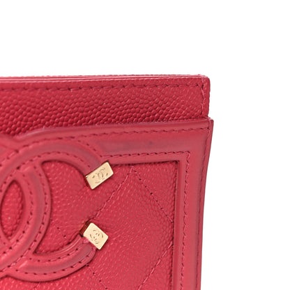 Chanel Caviar Quilted Filigree Card Holder Pink 14 of 17
