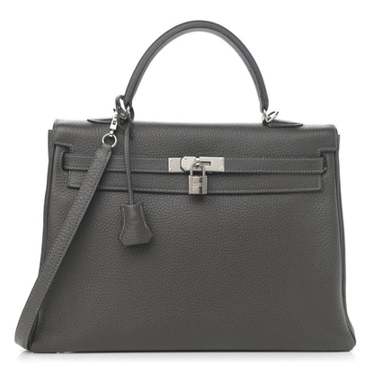 Hermes Taurillon Clemence Kelly Retourne 35 Graphite 1 of 12