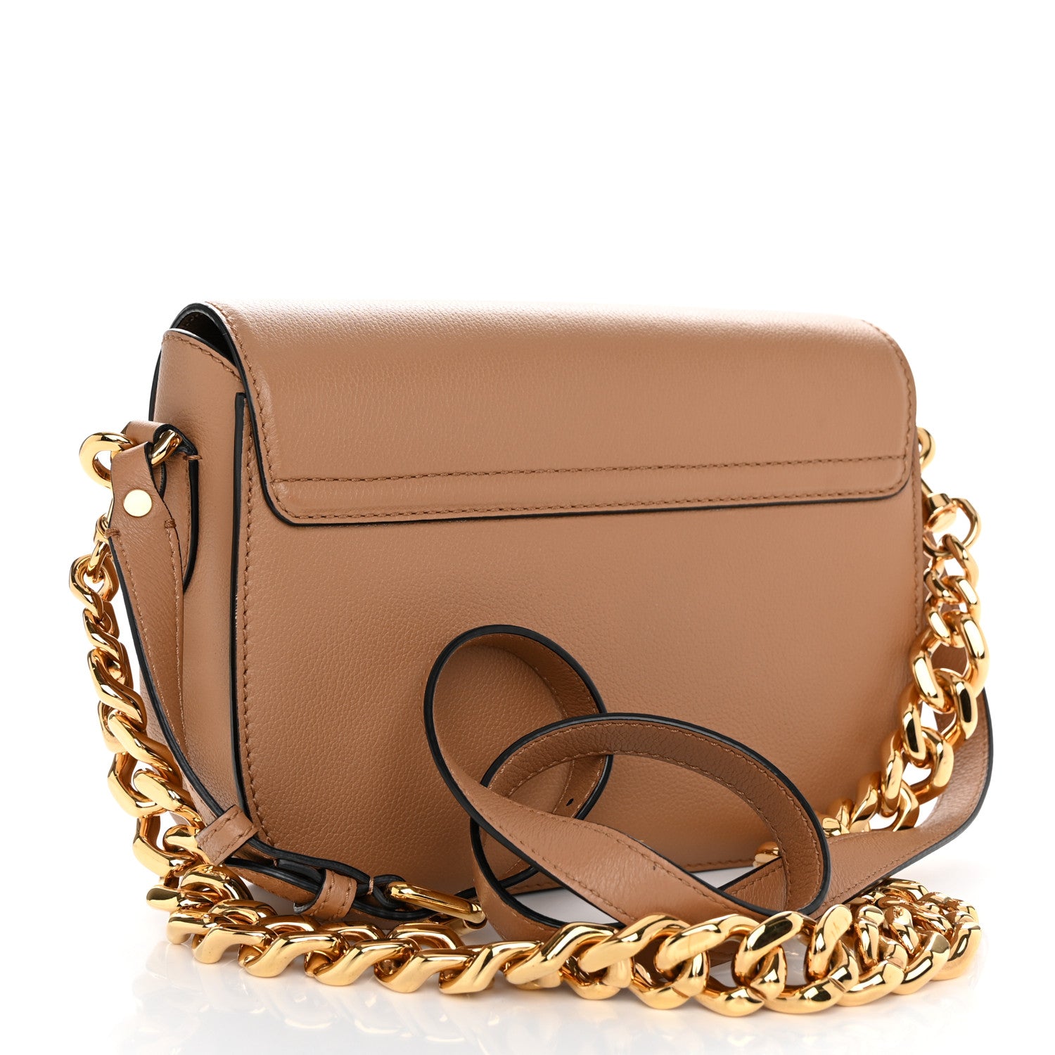 Versace Grained Calfskin La Medusa Chain Clutch Bag Brown 3 of 10