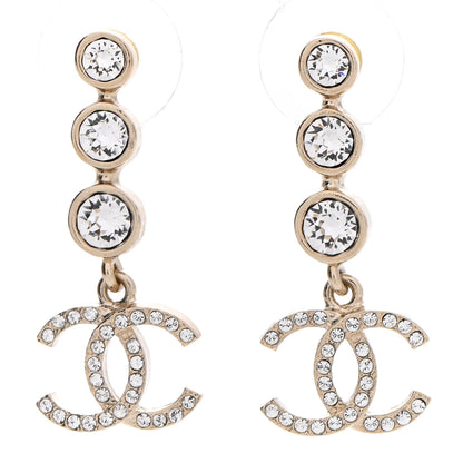 Chanel Crystal CC Drop Earrings Gold 1 of 5