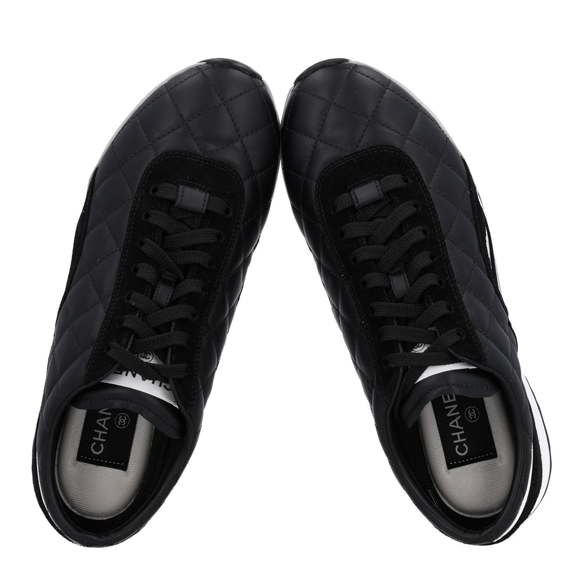 Suede Calfskin Quilted Sneakers 36.5 Black