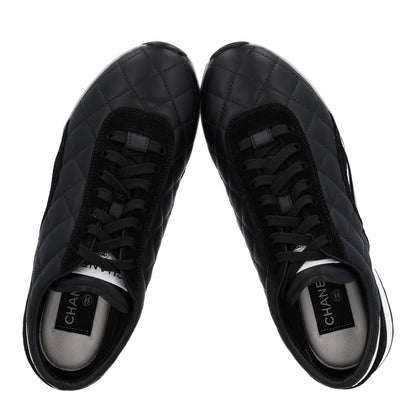 Chanel Suede Calfskin Quilted Sneakers 36.5 Black 5 of 12