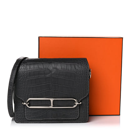 Hermes Matte Alligator Mini Sac Roulis Graphite 14 of 14